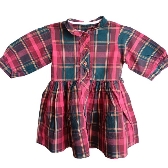Girls 4/5 Vintage Dress 1950's Plaid Handmade 1OF1 - Picture 1 of 6